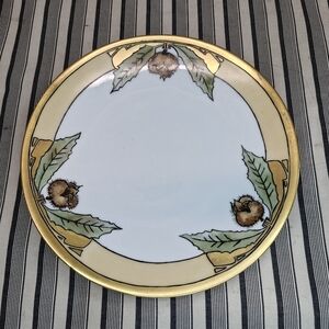 Grace G Harter RC Bavaria Hand Painted Chestnut Plate Gold Trim